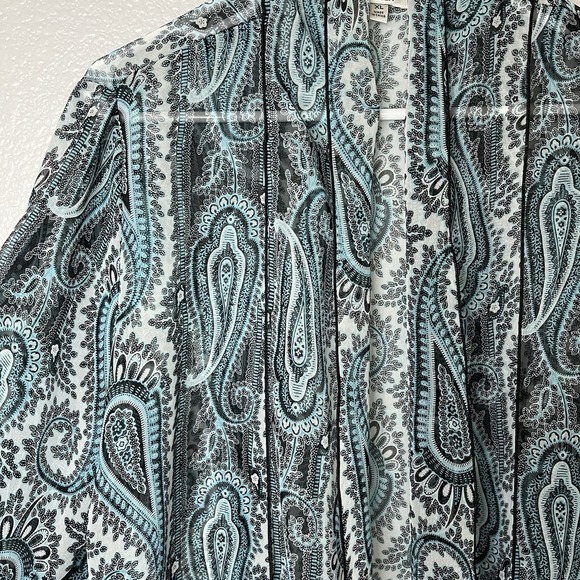 Nicola Sheer Retro Paisley Western Polyester Women's Top Blouse Size XL - Picture 2 of 6